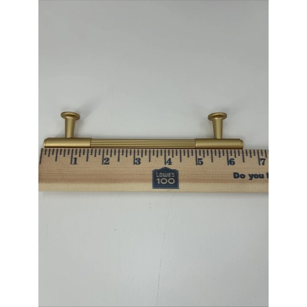 AsidRama 10 Pack Brushed Gold Fluted Cabinet Pulls 5 Inch Hole Center‎ Handles
